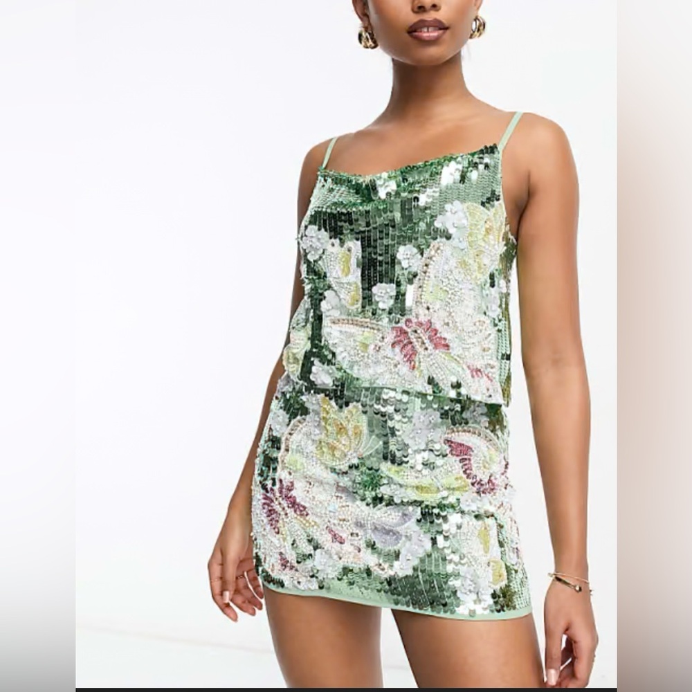 ASOS Green Sequin Skirt Set